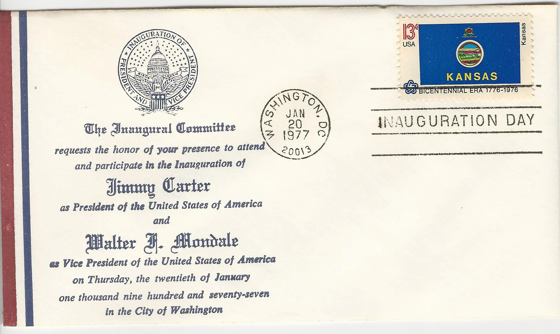 Inauguration Jimmy Carter & Walter Mondale Postmark #1:&hellip;